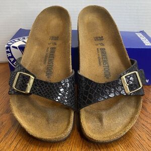 Birkenstock Madrid Shiny Snake Black BirkoFlor Size 38